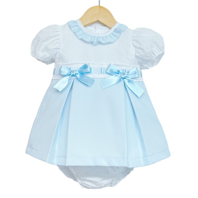*Clearance* Baby Girl Blue Waffle Princess Dress with Pants "MYD102B"