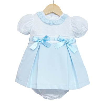 *Clearance* Baby Girl Blue Waffle Princess Dress with Pants "MYD102B"