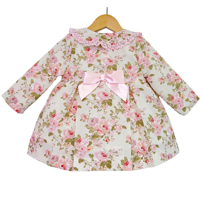 Cream & Pink Floral Puff Jacket