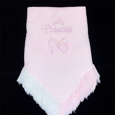 Pink Soft Shawl with Diamante Pattern Detached Bow "Pink Princess"