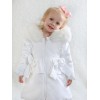 *CLEARANCE* Baby Girl White Bow Puffer Coat with Faux Fur Hood "MYD417W"