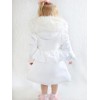 *CLEARANCE* Baby Girl White Bow Puffer Coat with Faux Fur Hood "MYD417W"