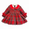 *Clearance* Baby Girl Red Tartan Hand Smocked Dress with Knickers "2372"