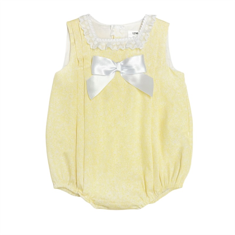 *Clearance* Baby Girl Yellow Floral Cotton Romper "MYD2341Y"