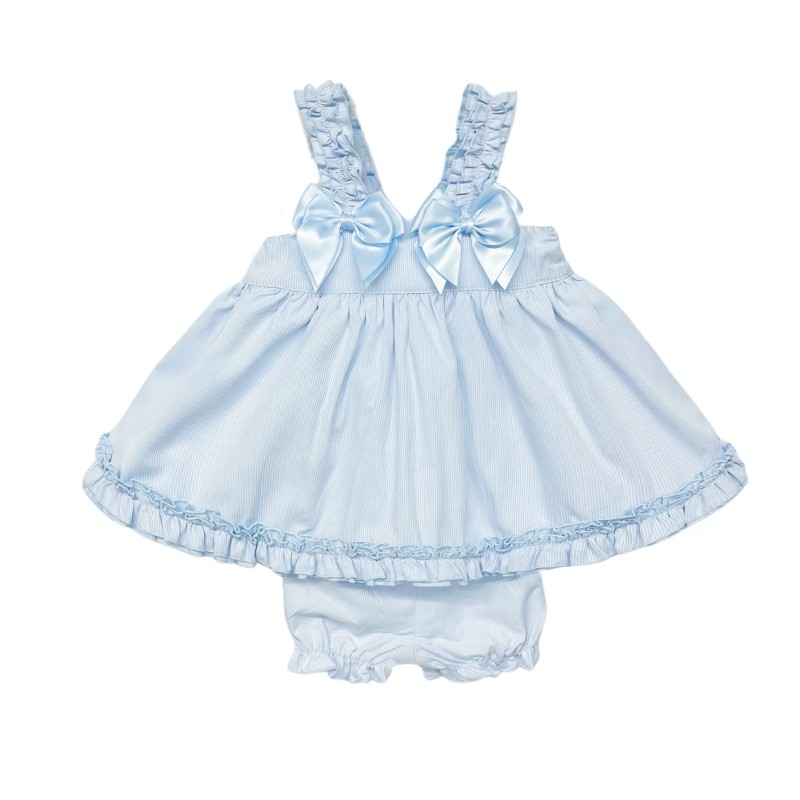 Baby Girl Blue Bow Sun Dress with Knickers "2403 Blue"