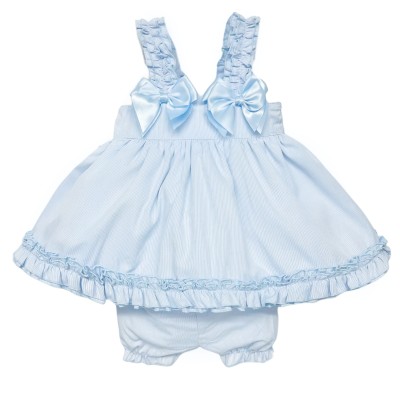 Baby Girl Blue Bow Sun Dress with Knickers "2403 Blue"