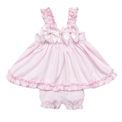 Baby Girl Pink Bow Sun Dress with Knickers "2403 Pink"