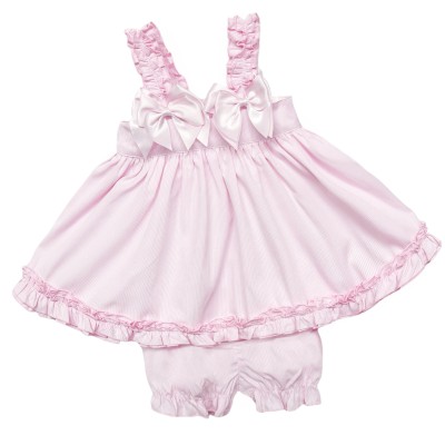 Baby Girl Pink Bow Sun Dress with Knickers "2403 Pink"