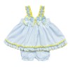 Baby Girl Blue with Yellow Bow Sun Dress with Knickers "2403 Yellow"