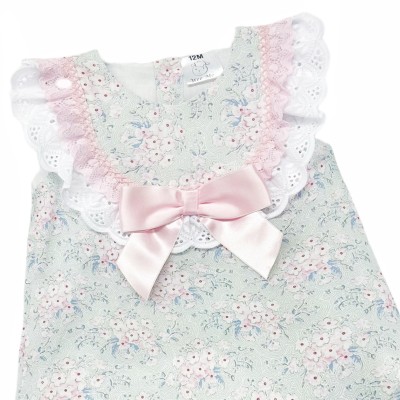 *Clearance* Baby Girl Pink Floral Dress with Pants "MYD2304"