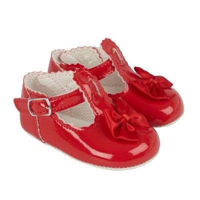 Red Patent T-Bar & Bow Pram...