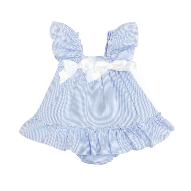 *LAYLA MAY* Baby Girl Blue Gingham Sundress with Pants "LM2401"
