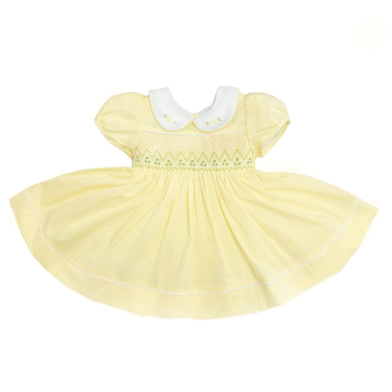 Baby Girl Pale Yellow Smocked Puff Dress "2405"