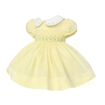 Baby Girl Pale Yellow Smocked Puff Dress "2405"