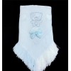 Blue Soft Shawl with Diamante Pattern Detached Bow "Blue Teddy"