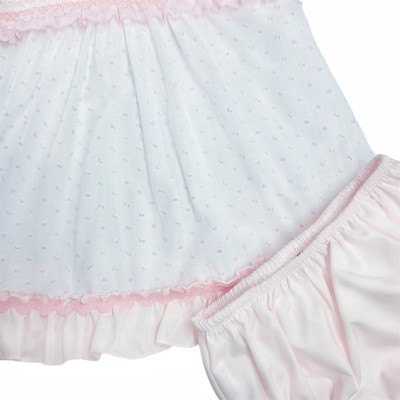 Baby Girl Pink Swiss Dot Dress with Pants "MYD2434P"