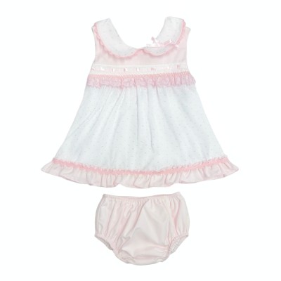 Baby Girl Pink Swiss Dot Dress with Pants "MYD2434P"