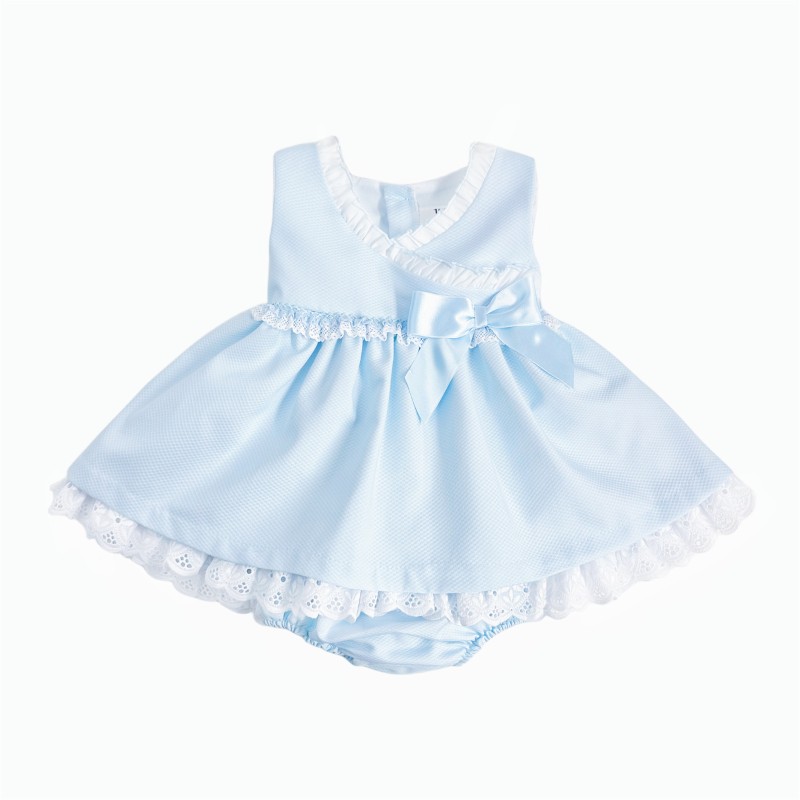 Baby Girl Blue Waffle Puff Ball Dress with Pants "MYD2441B"