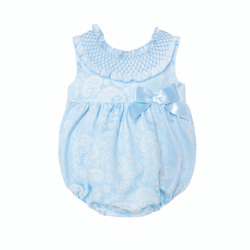 Baby Girl Blue Smocked Collar Embriodery Romper "MYD2415"