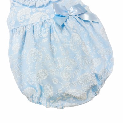 Baby Girl Blue Smocked Collar Embriodery Romper "MYD2415"