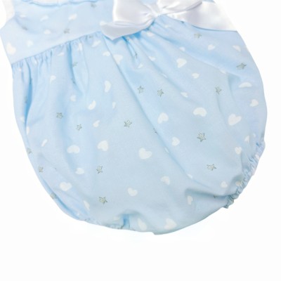 Baby Girl Blue Smocked Collar Romper "MYD2419"