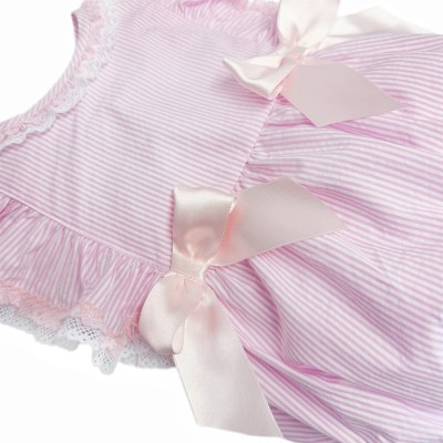 Baby Girl Pink Stripe Frilly Shoulder Romper "MYD2472"