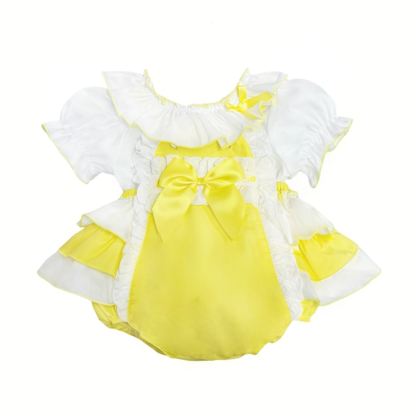 Baby Girl Yellow Frilly Bottom Romper with Top "2406 Yellow"
