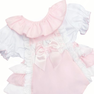Baby Girl Pink Frilly Bottom Romper with Top "2406 Pink"