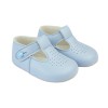 Blue Matt T-Bar & Punch Detail Pram Shoes
