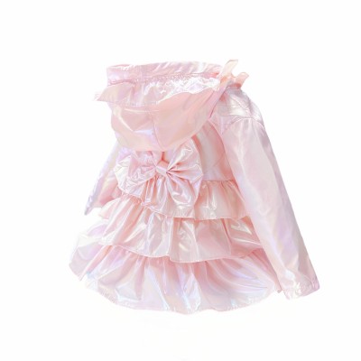 Baby Girl Pink Iridescent Frilly Summer Jacket with Hood "MYD463P"