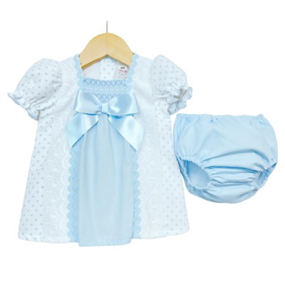 *Clearance* Baby Girl Blue Waffle Dress with Pants "MYD2202B"
