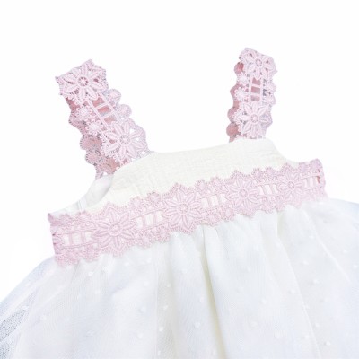 Baby Girl Pink &Cream Sheer Puff Ball Dress with Pants "MYD2403"