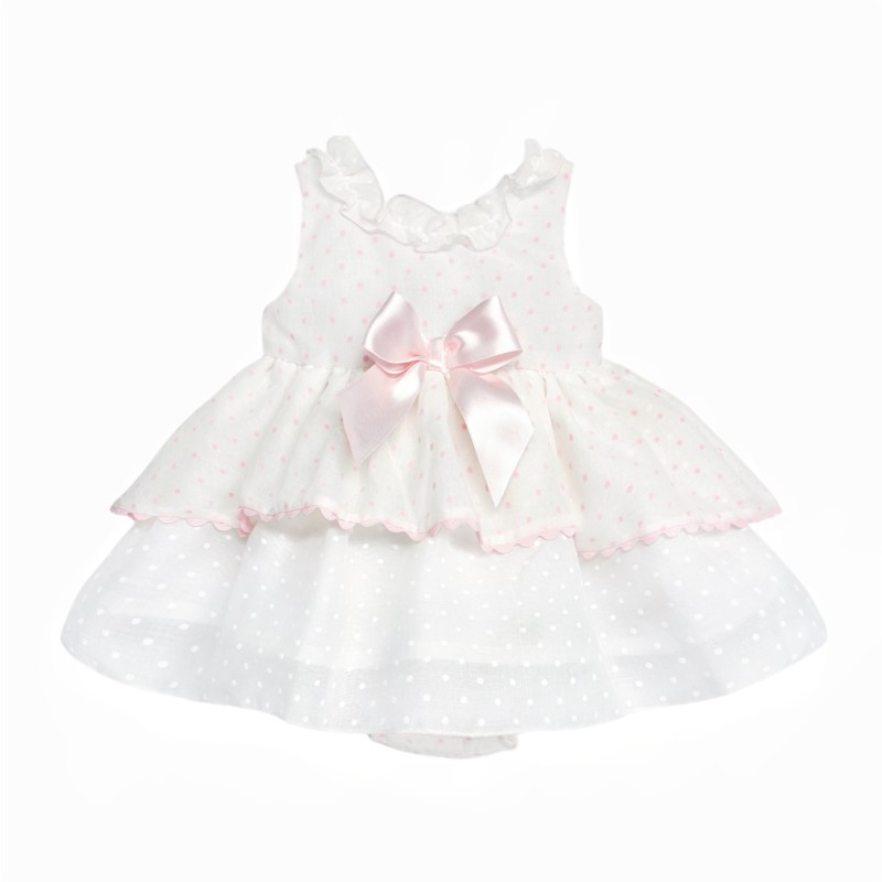 Baby Girl Pink Spotty Sheer Puff Dress with Pants "MYD2437P"
