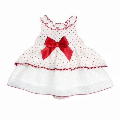 Baby Girl Red Spotty Sheer Puff Dress with Pants "MYD2437R"