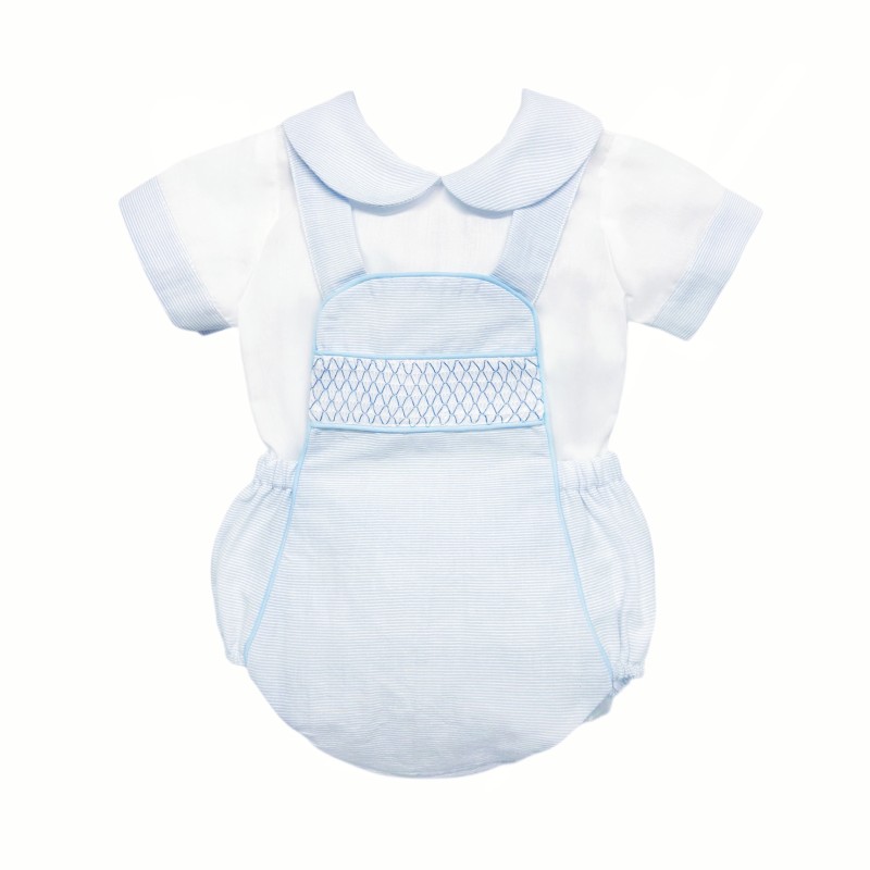 Baby Boy Blue Smocked Romper with Top"MYD2450B"
