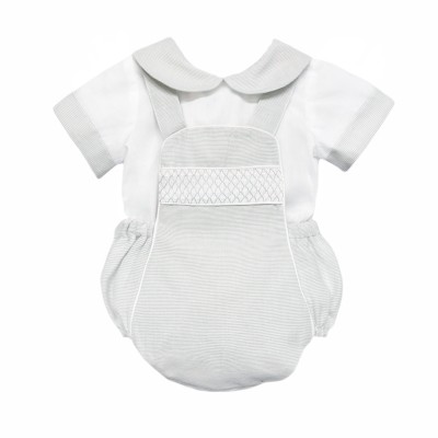 Baby Unisex Grey Smocked Romper with Top"MYD2450G"
