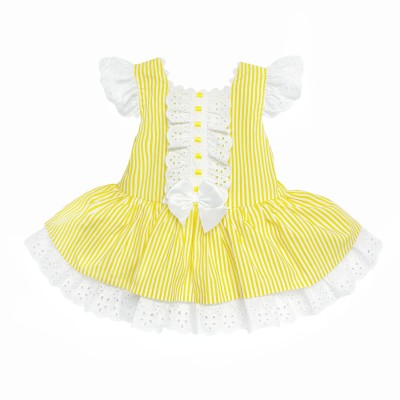 *Clearance* Baby Girl Yellow Stripe Puff Dress "2004 Yellow"