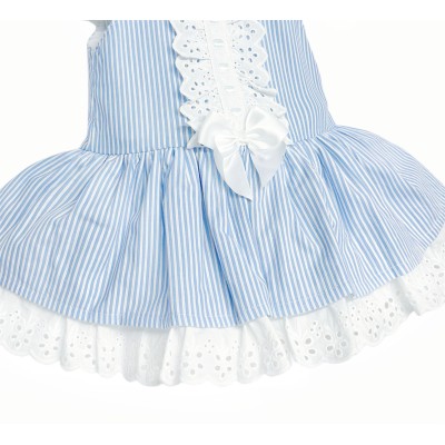 *Clearance* Baby Girl Blue Stripe Puff Dress "2004 Blue"