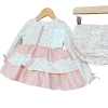 *Clearance* Baby Girl Pink Bunny Print Puff Dress with Pants "MYD228"