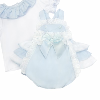 *Clearance* Baby Girl Blue Frilly Bottom Romper with Top "2406 Blue"