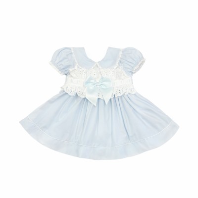 *Clearance* Baby Girl Pale Blue Puff Dress with Bow "2407 Blue"