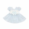*Clearance* Baby Girl Pale Blue Puff Dress with Bow "2407 Blue"