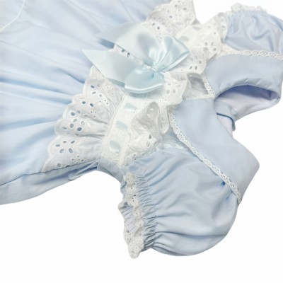 *Clearance* Baby Girl Pale Blue Puff Dress with Bow "2407 Blue"