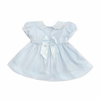 *Clearance* Baby Girl Pale Blue Puff Dress with Bow "2407 Blue"
