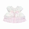 *Clearance* White with Pink Lace Puff Dress with Bow "2409 Wp"
