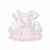*Clearance* White with Pink Lace Puff Dress with Bow "2409 Wp"