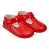Red Matt T-Bar & Punch Detail Pram Shoes