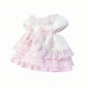 *Clearance* White with Pink Lace Puff Dress with Bow "2409 Wp"