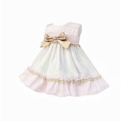 *Clearance* Baby Girl Beige Puff Dress with Pants "MYD2483"