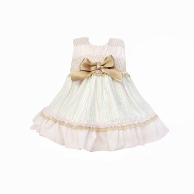 *Clearance* Baby Girl Beige Puff Dress with Pants "MYD2483"